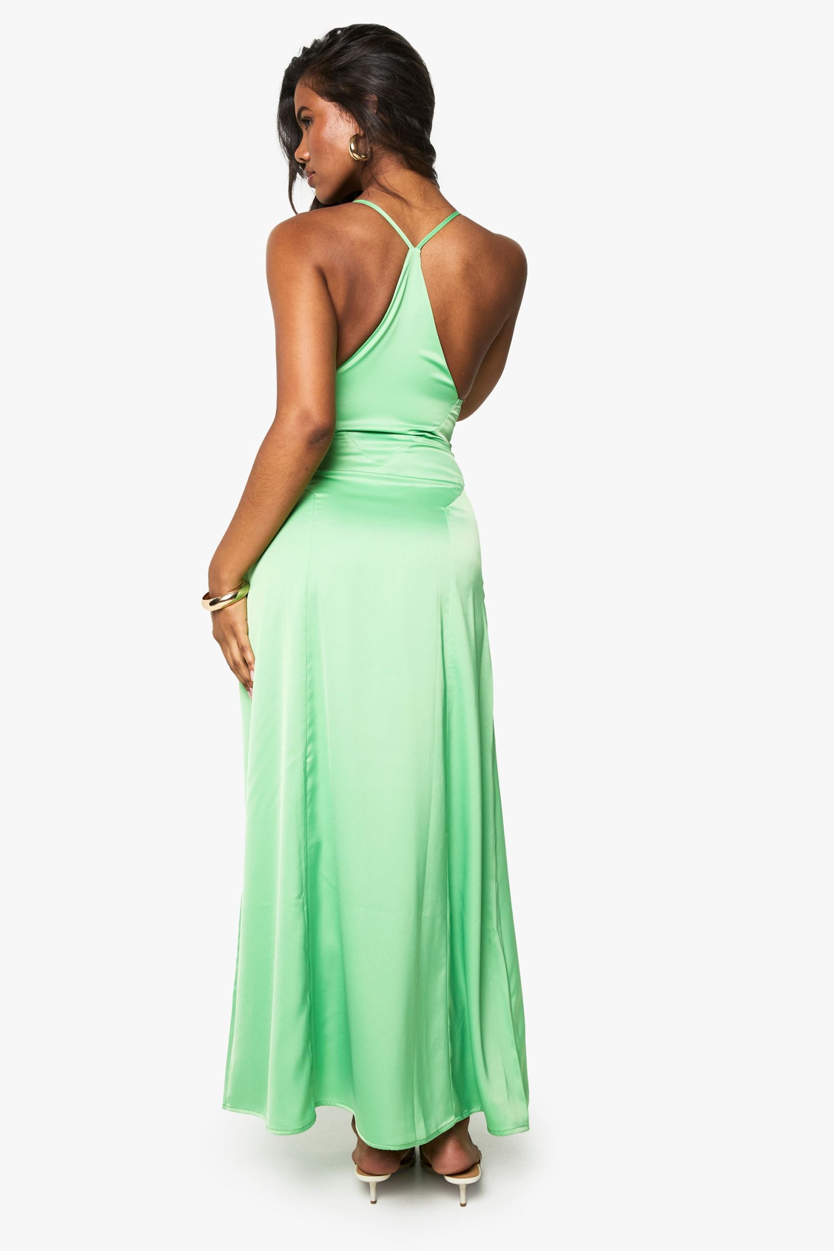 Satin Strappy Cross Over Slip Dress - Image 3