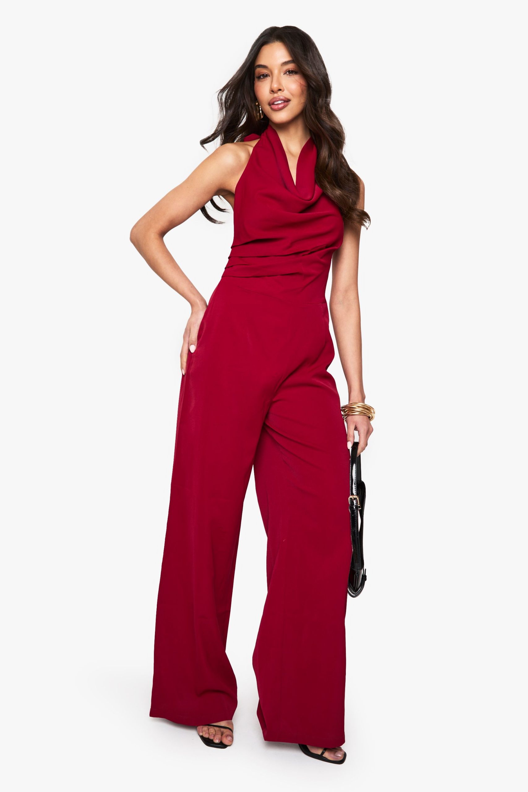 Satin Cowl Neck Jumpsuit