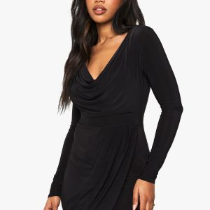 Slinky Rouched Wrap Mini Dress