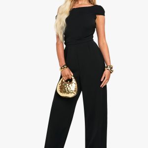 Asymmetric Drape Tailored Wide Leg jumpsuit