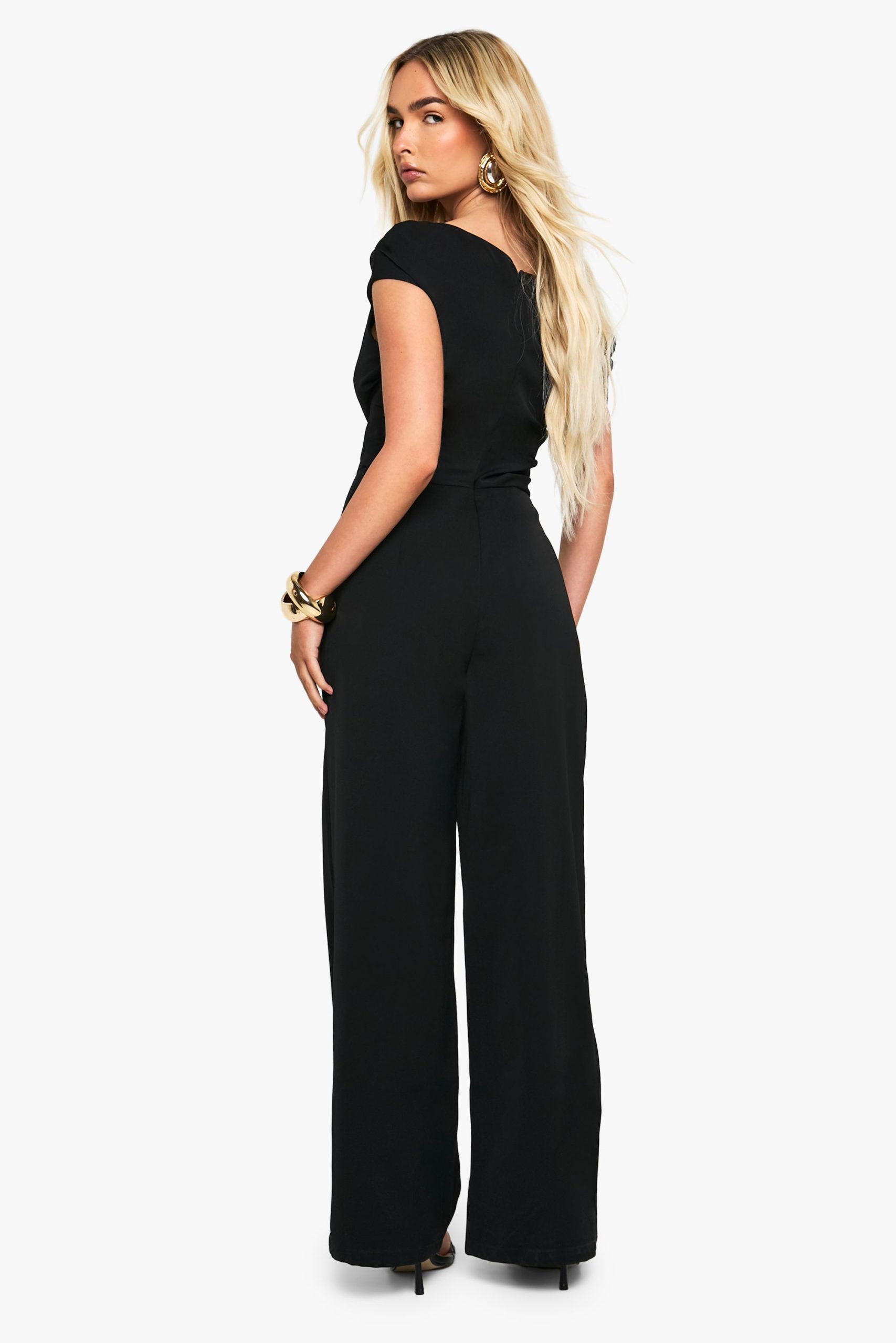 Asymmetric Drape Tailored Wide Leg jumpsuit - Image 2
