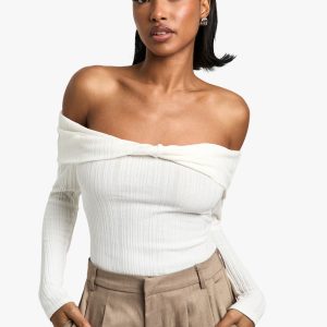 Rib Bardot Twist Bodysuit