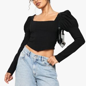 Bengaline Puff sleeve Square neck top