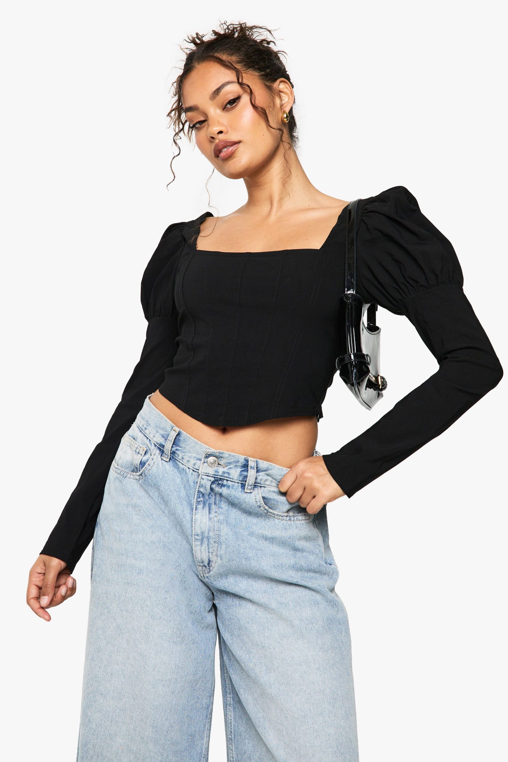 Bengaline Puff sleeve Square neck top