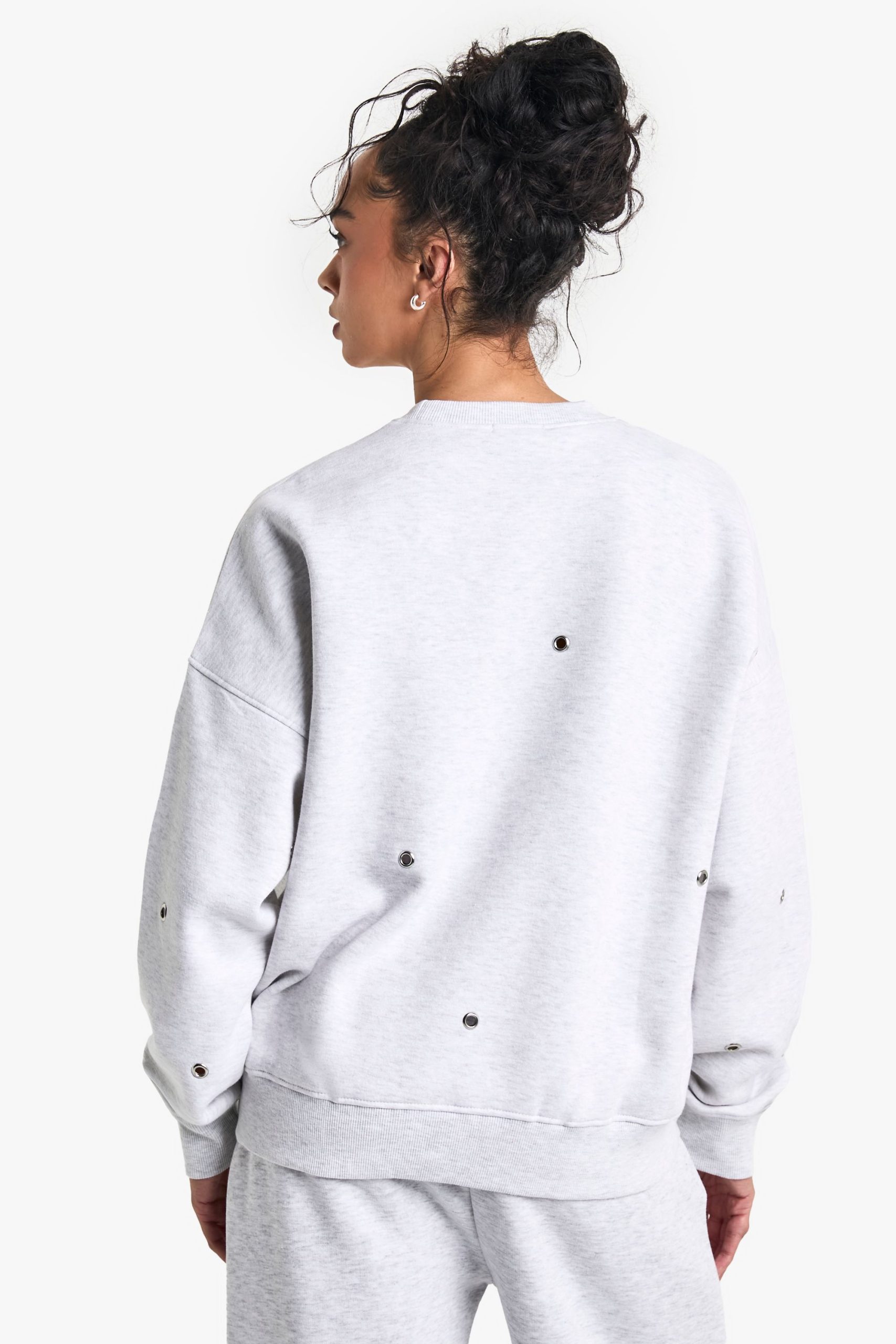 Eyelet Detail Oversized Sweatshirt - Image 2