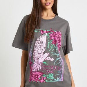 FLEETWOOD MAC BIRD LICENSE OVERSIZED PRINTED T-SHIRT