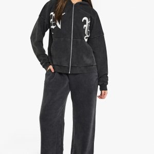 NY Embroidered Wide Leg Jogger