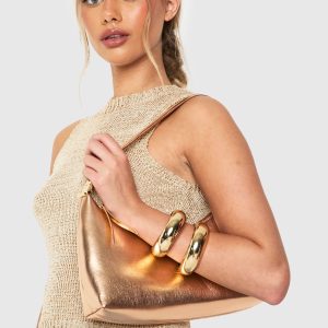 Metallic PU Shoulder Bag With Crossbody Strap