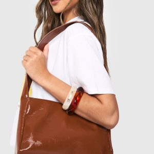 Textured Patent Shoulder Bag