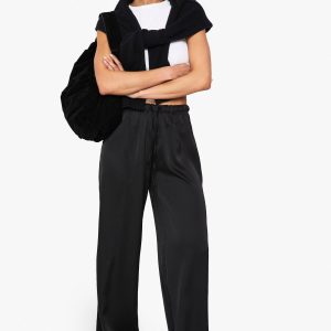 Satin Drawcord Fluid Wide Leg Trousers