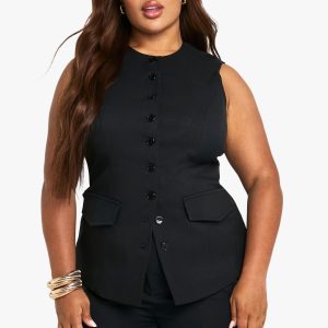 Plus Longline Fitted Tailored Waistcoat