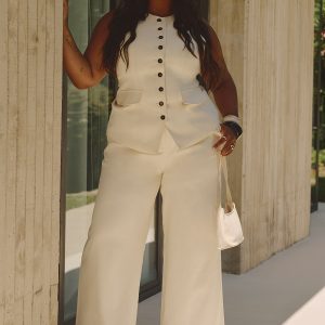 Plus Extreme Pleated Wide Leg Tailored Trouser