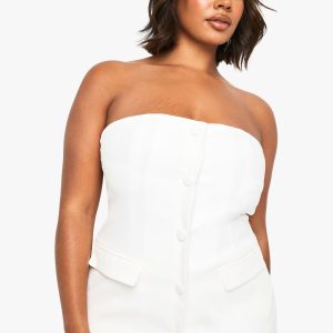 Plus Occasion Tailored Bandeau Longline Waistcoat