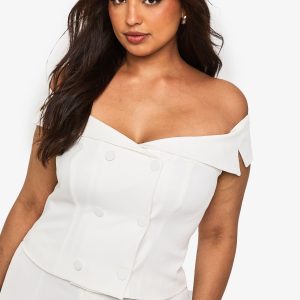 Plus Occasion Tailored Off Shoulder Top