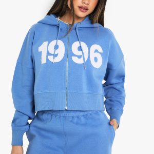 1996 Self Fabric Applique Cropped Hoodie