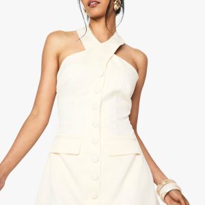 Halterneck Tailored Micro Mini Dress