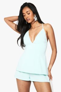 Strappy V Neck Tailored Playsuit