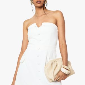 Button Front Bandeau Tailored Mini Dress