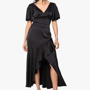 Satin Angel Sleeve Midaxi Dress