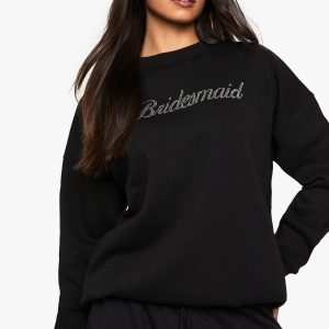 Bridal 'Bridesmaid' Diamante Slogan Sweatshirt