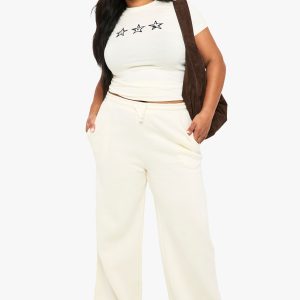 Plus Cow Print Star Wide Leg Jogger