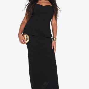 Plus Halterneck Column Tailored Maxi Dress