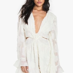 Burnout Floral Wide Sleeve Playsuit