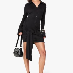 Button Down Drape Mini Dress