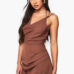 Chiffon Strap Detail Cowl Mini Dress