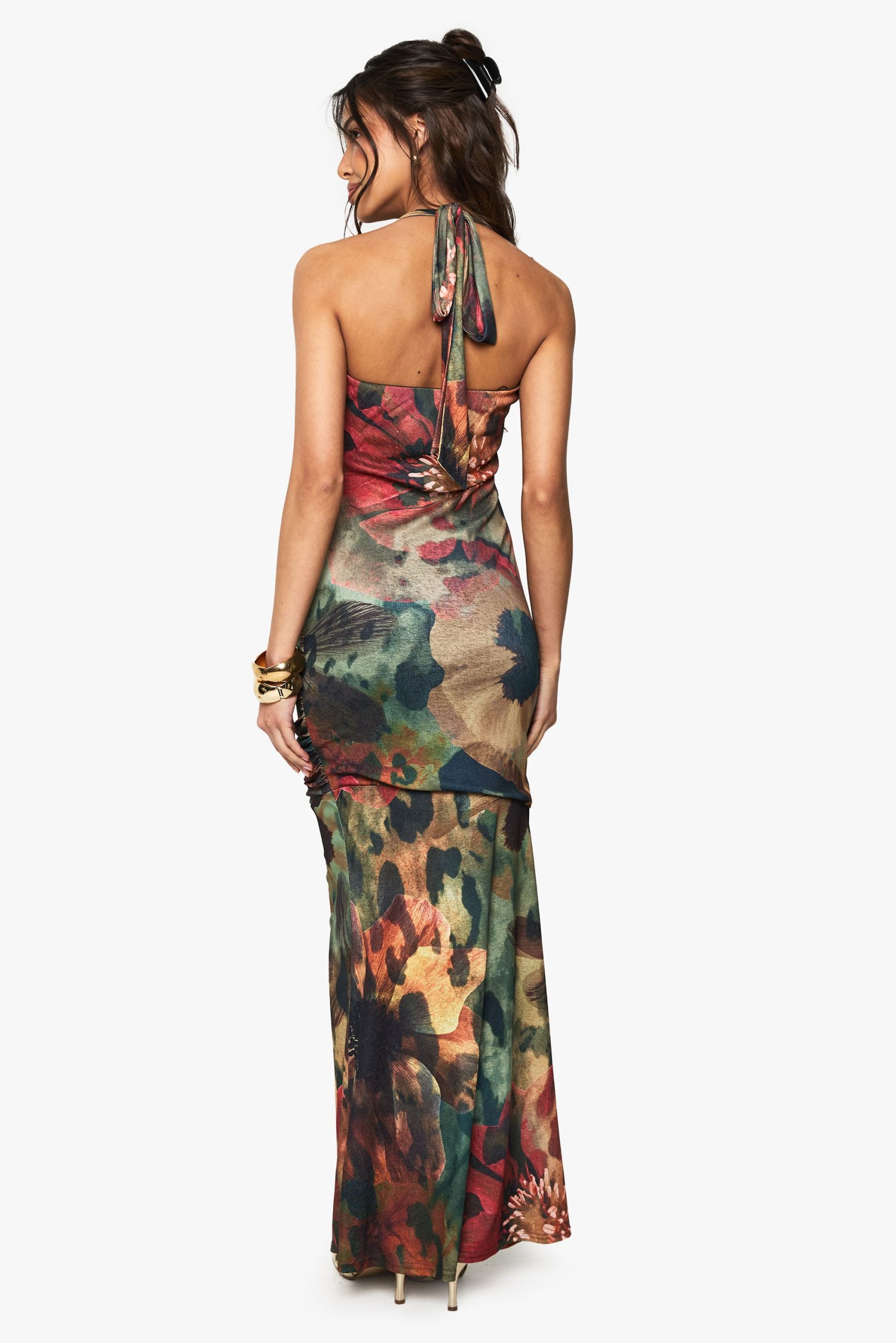 Floral Halterneck Cowl Maxi Dress - Image 2