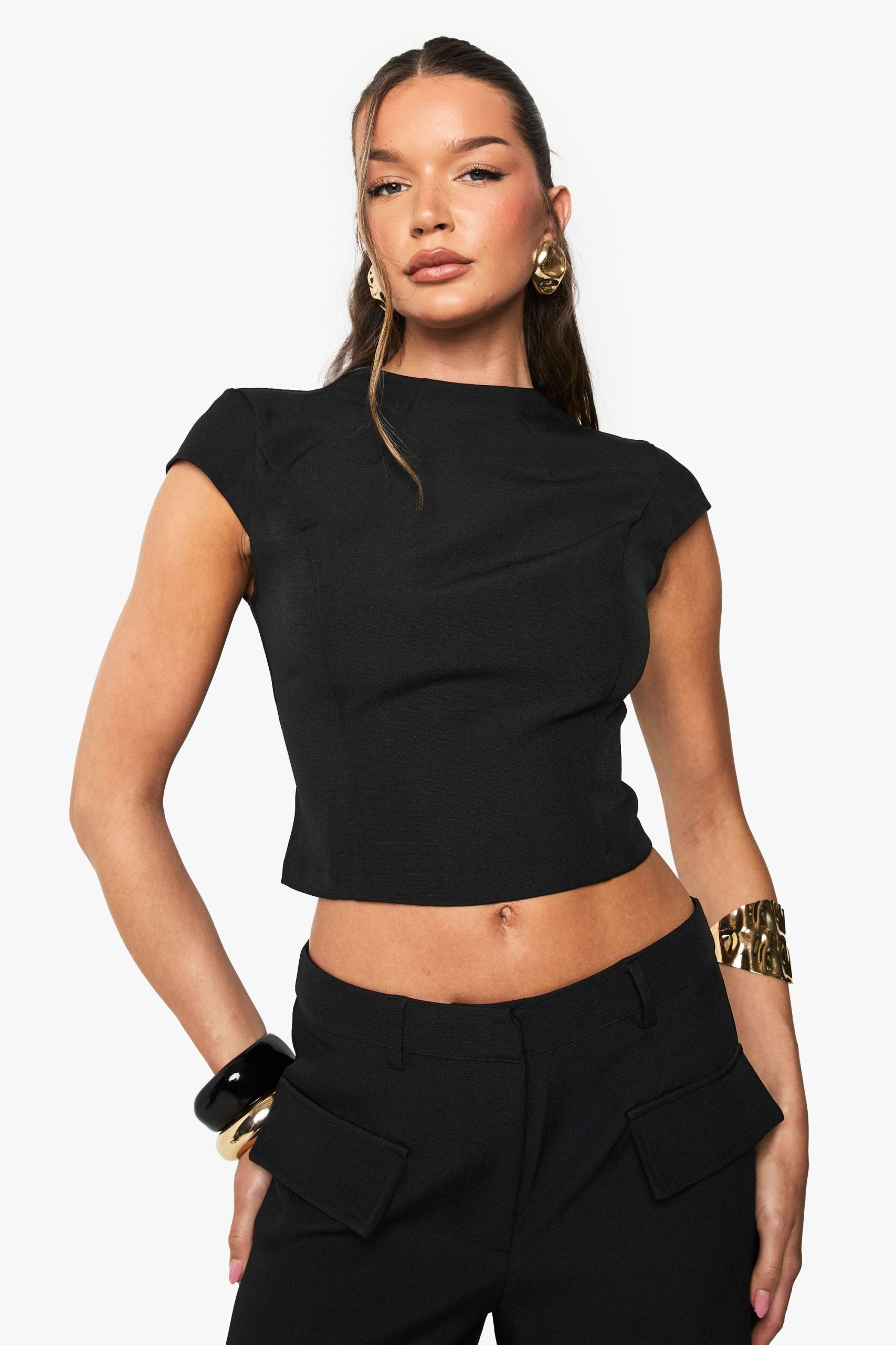 High Neck Tailored Top