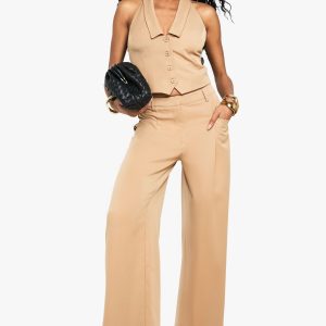 Tailored Wide Leg Pleat Detail Trouser