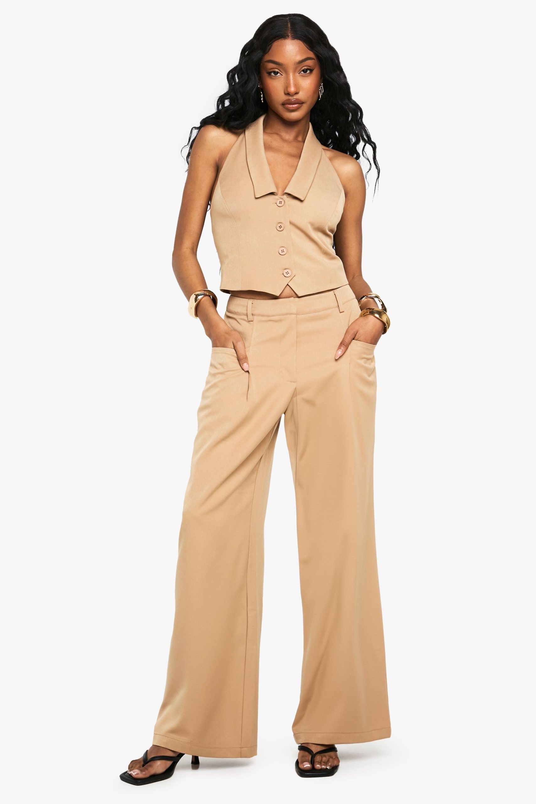 Collared Halterneck Tailored Waistcoat - Image 3