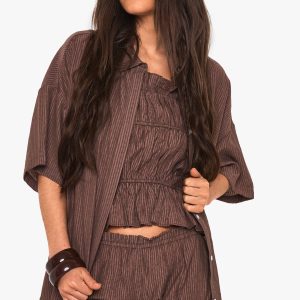 Textured Stripe Ruffle Shorts