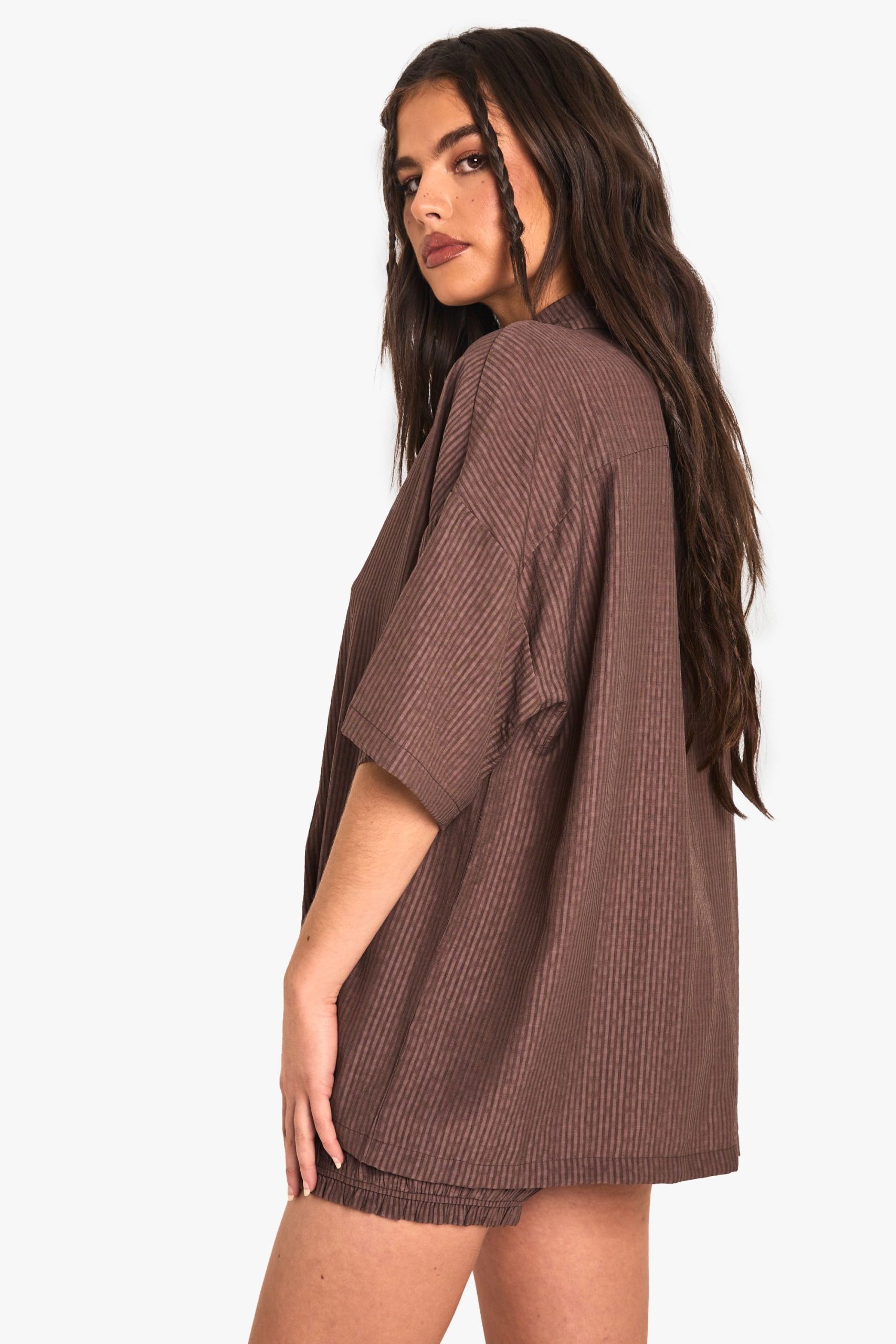 Textured Stripe Short Sleeve Shirt - Image 2
