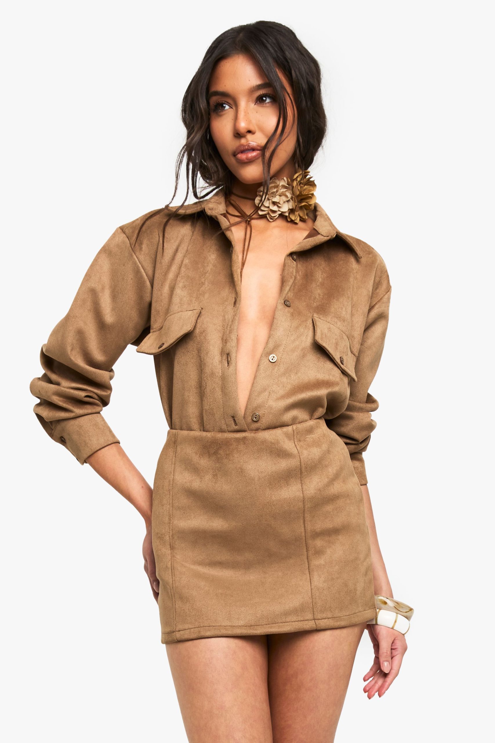 Suede Look Mini Skirt - Image 3