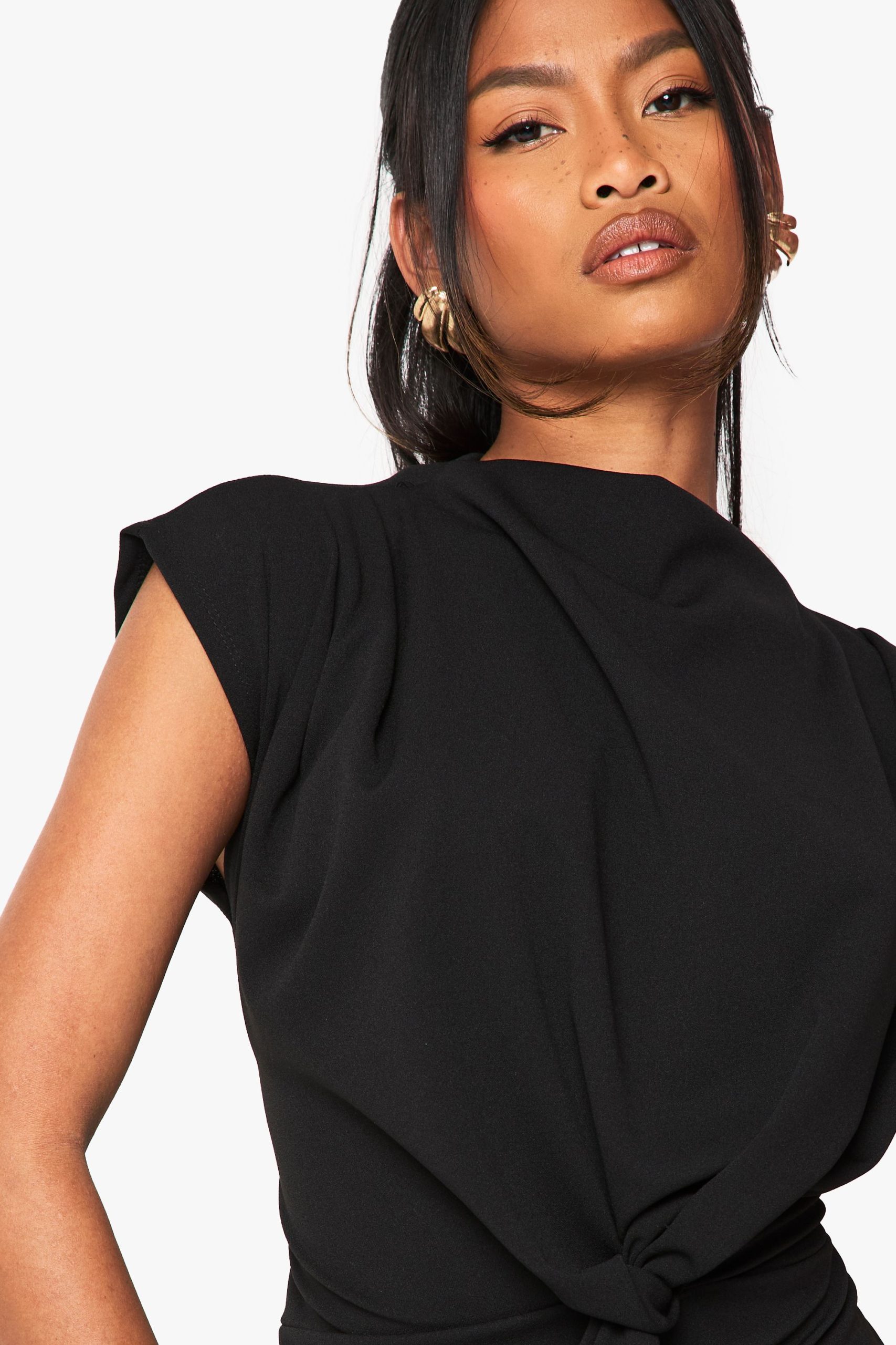 Crepe Knot Cowl Neck Blouse - Image 4
