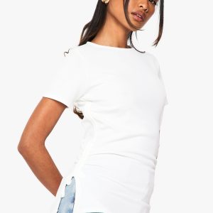 Ribbed Ruched Side T-Shirt