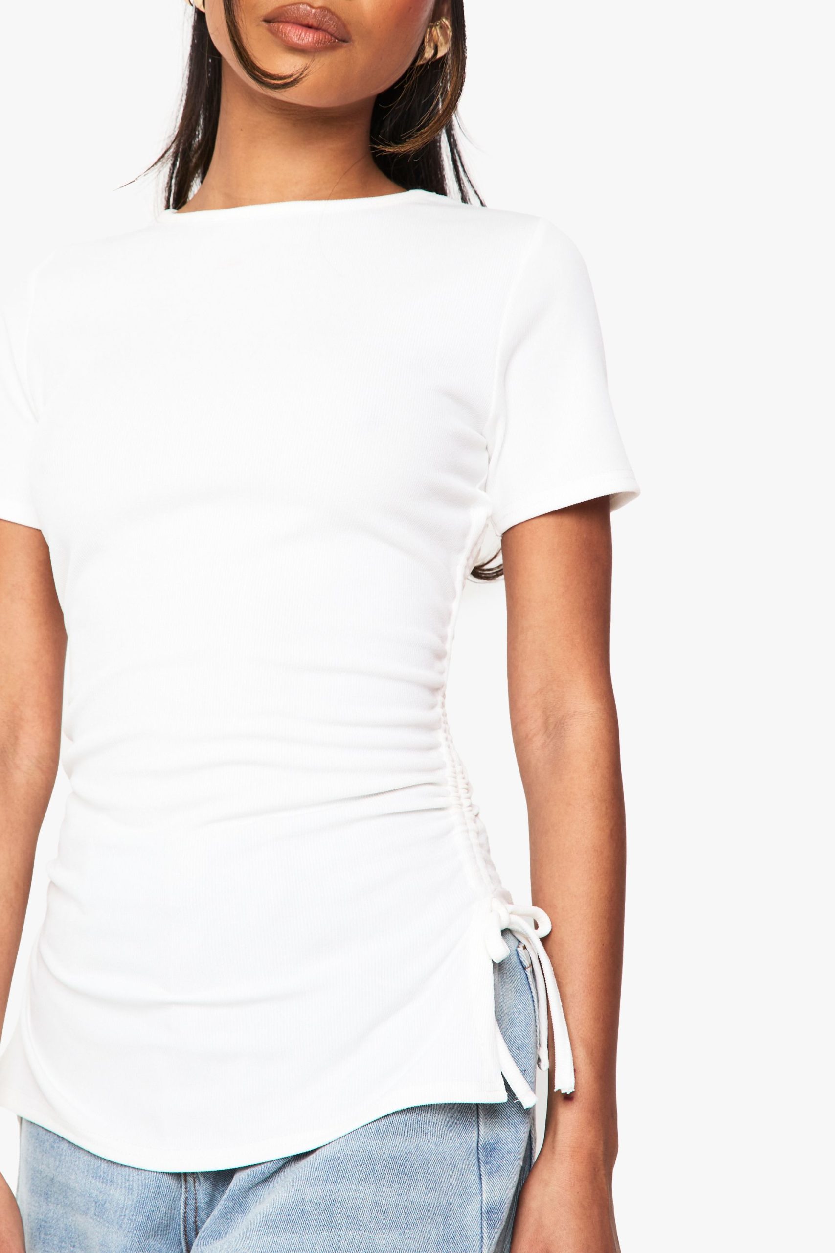 Ribbed Ruched Side T-Shirt - Image 4