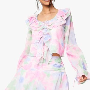 Floral Chiffon Hanky Hem Mini Skirt