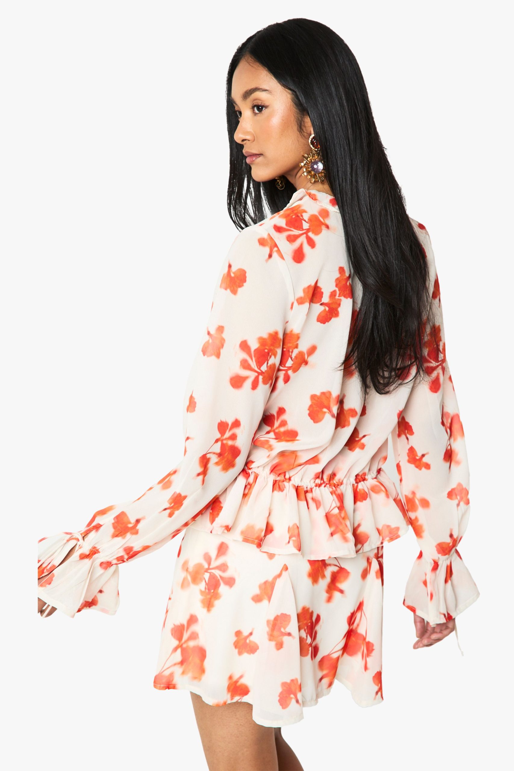 Floral Chiffon Godet Mini Skirt - Image 2