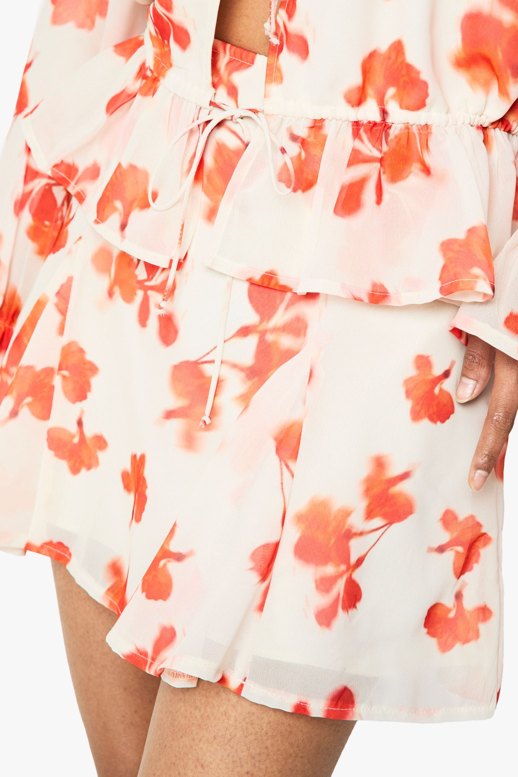 Floral Chiffon Godet Mini Skirt - Image 4