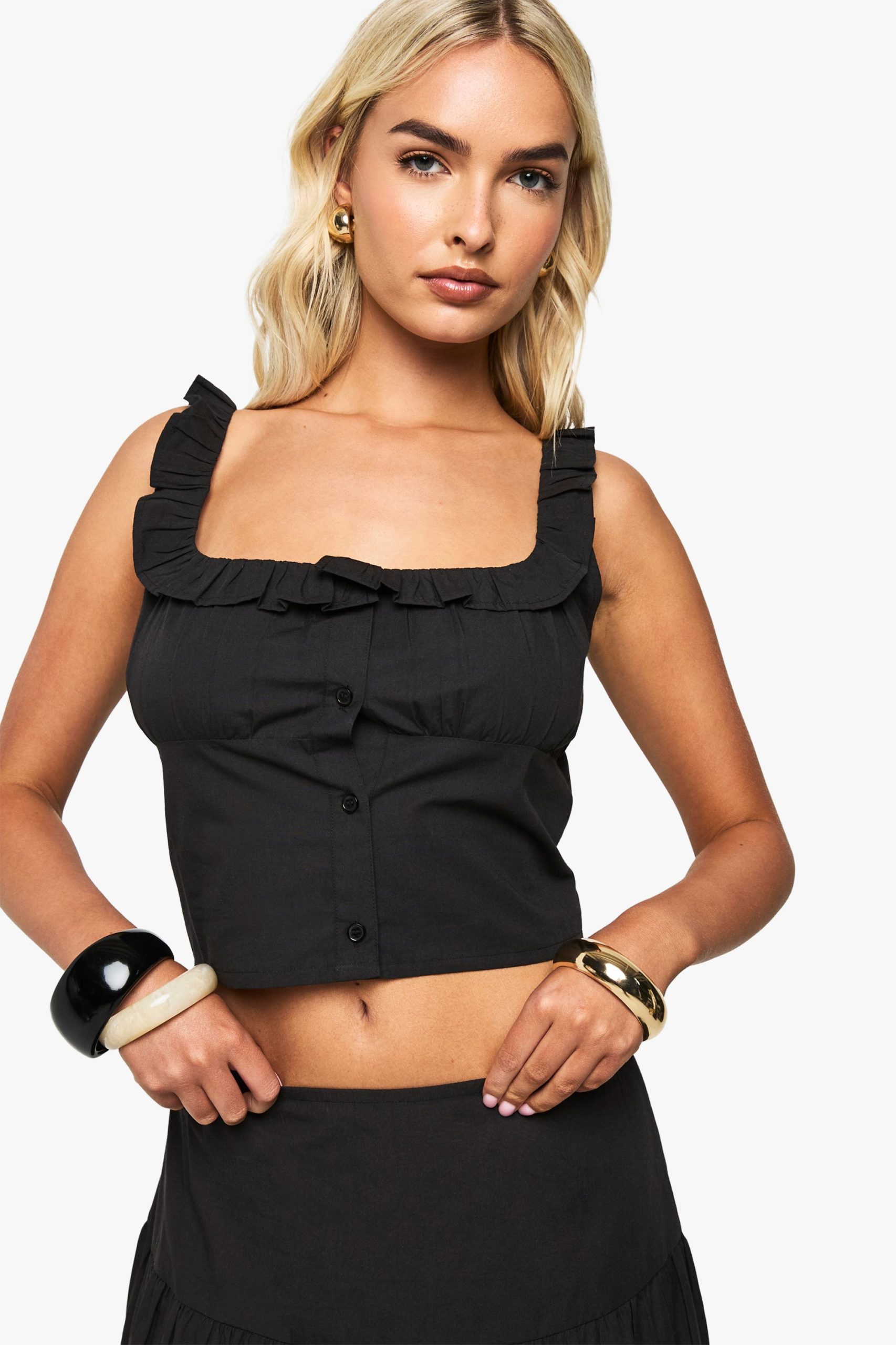 Cotton Poplin Down Crop Top