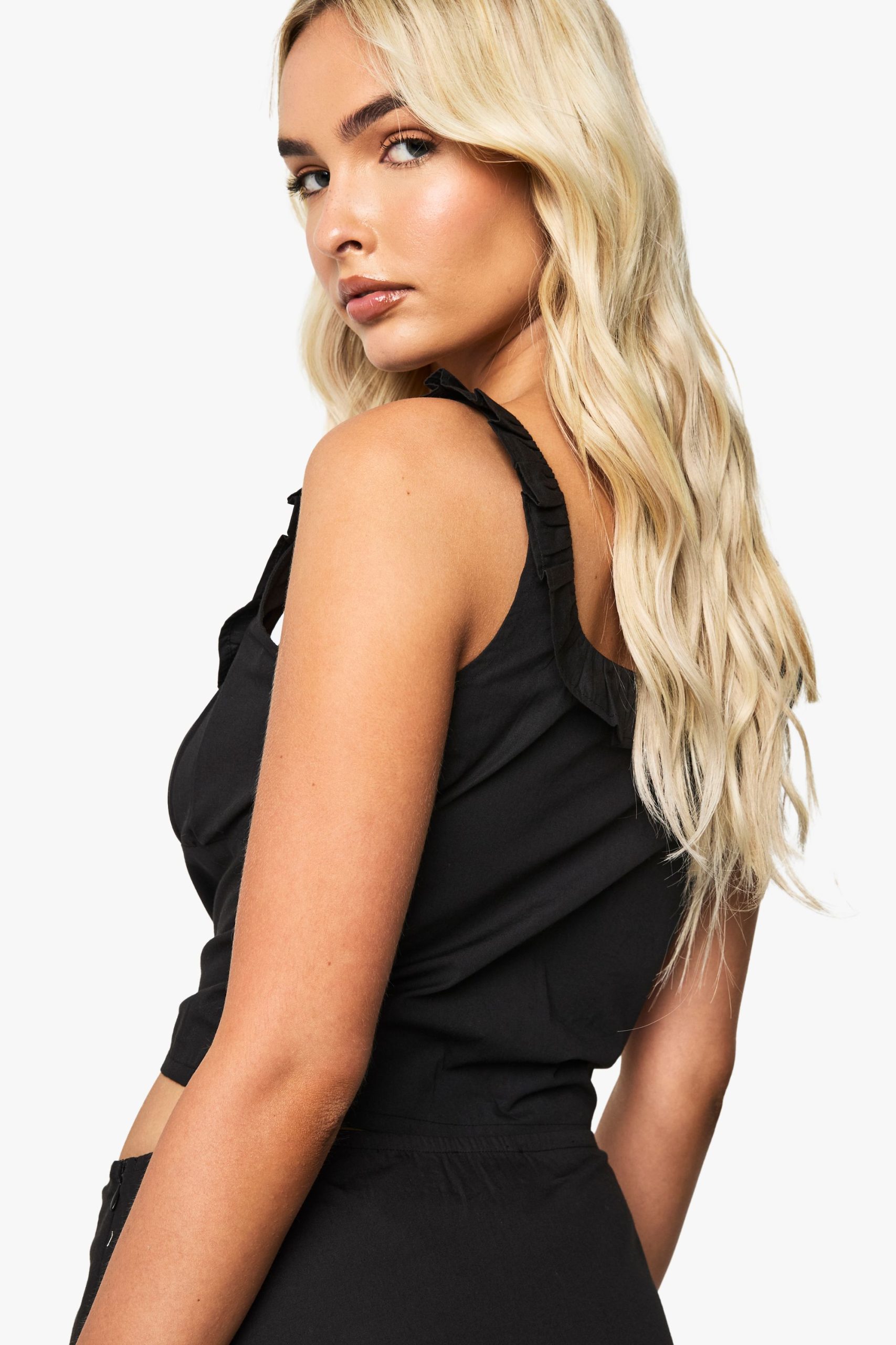 Cotton Poplin Down Crop Top - Image 2