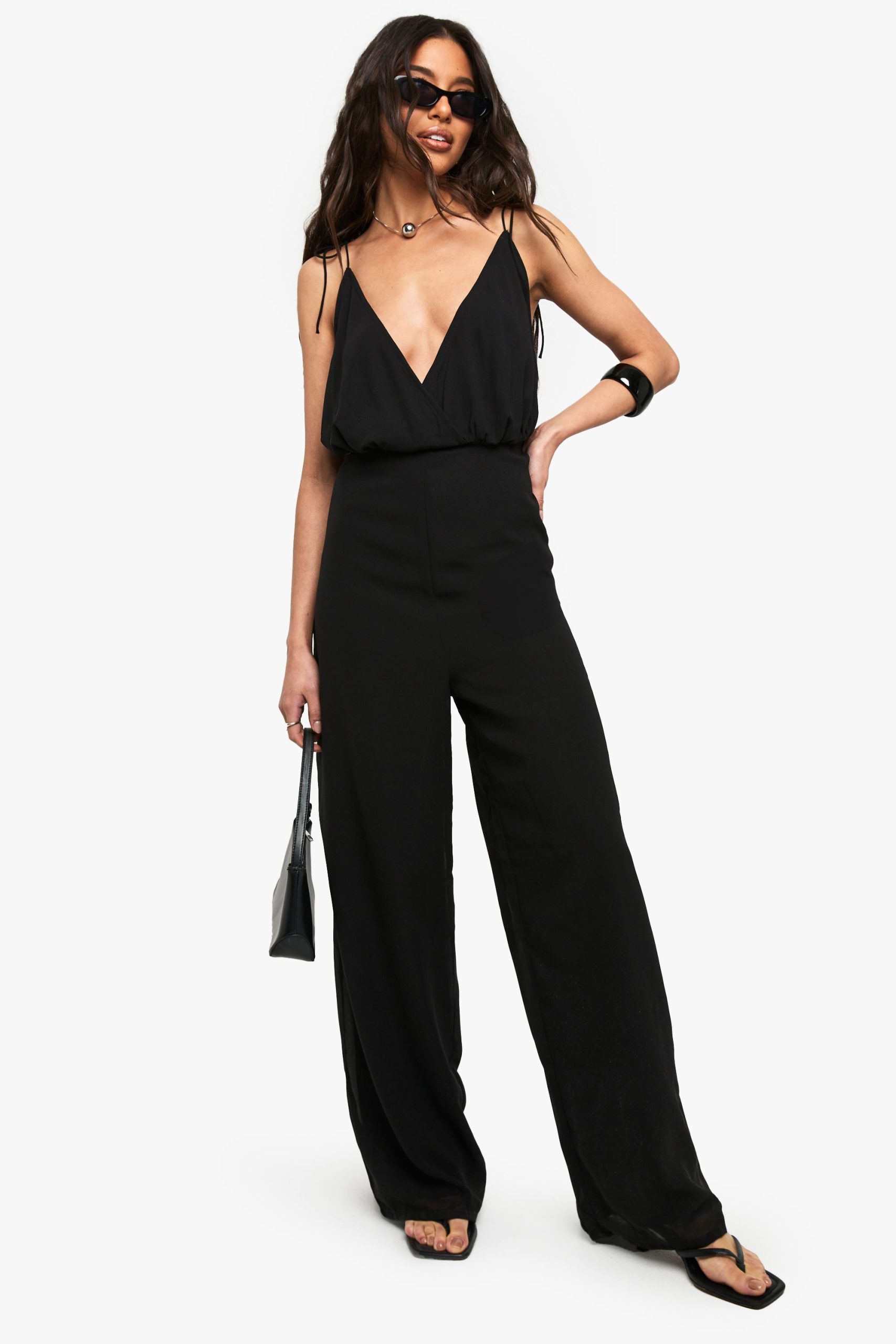 Chiffon Strappy Wide Leg Jumpsuit