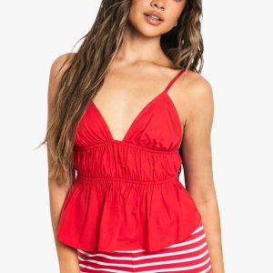 Cotton Poplin Ruffle Crop Top