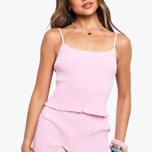 Cotton Poplin Shirred Crop Top