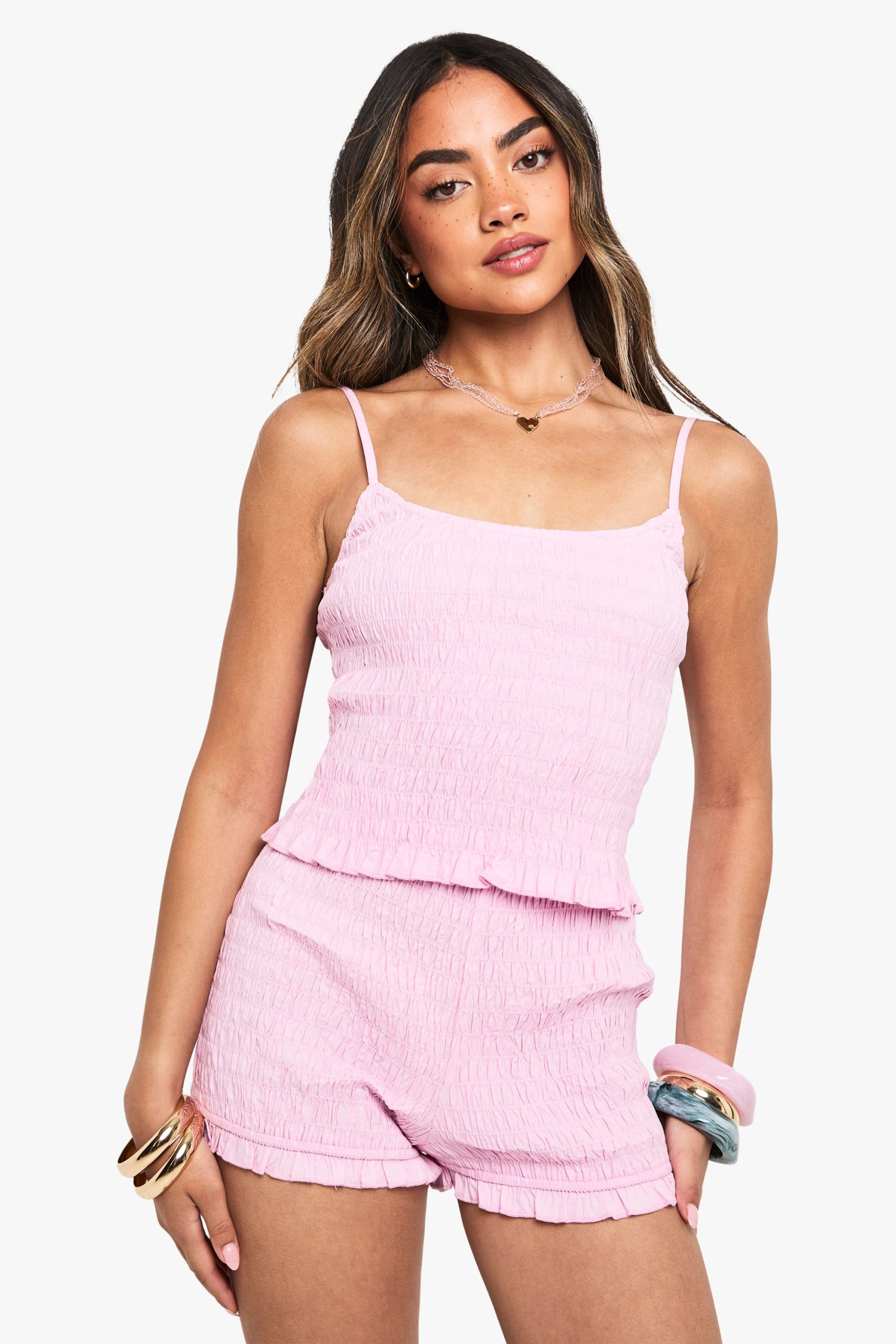 Cotton Poplin Shirred Crop Top