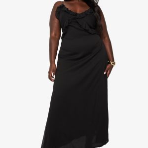 Plus Chiffon Ruffle Maxi Dress