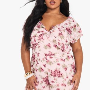 Plus Floral Chiffon Playsuit